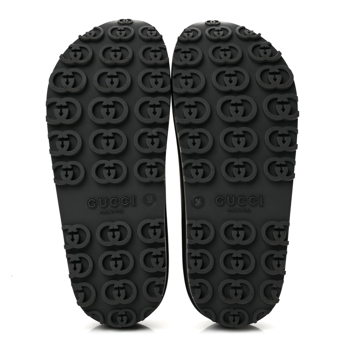 Soft Rubber Womens Interlocking G Platform 42mm Slide Sandals 36 Black