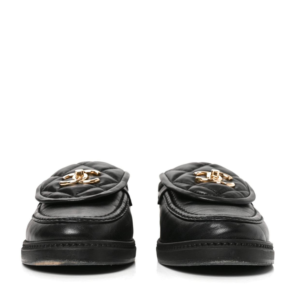 Lambskin Quilted CC Turnlock Loafers 39 Black