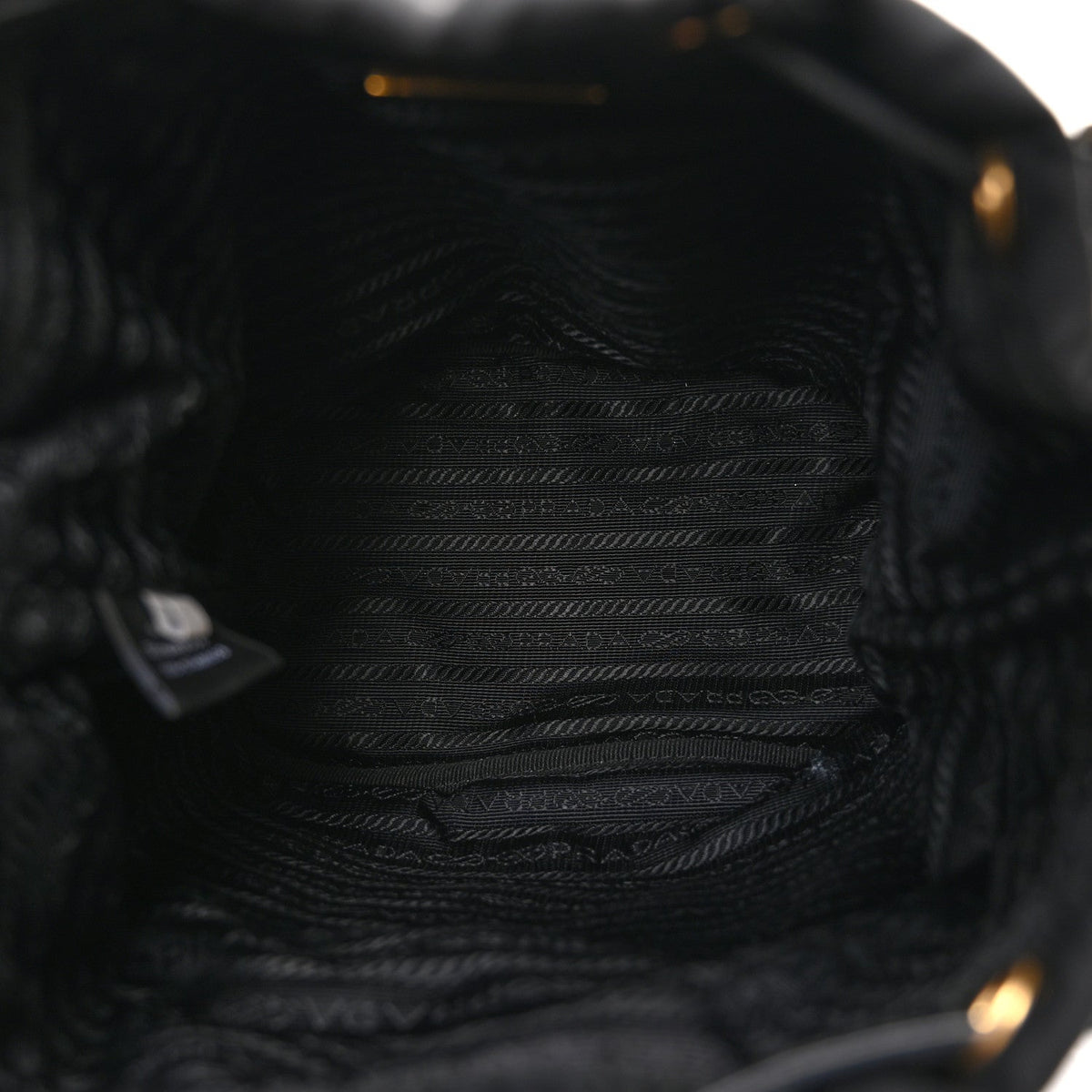 Re-Nylon Saffiano Stitched Duet Bucket Bag Black