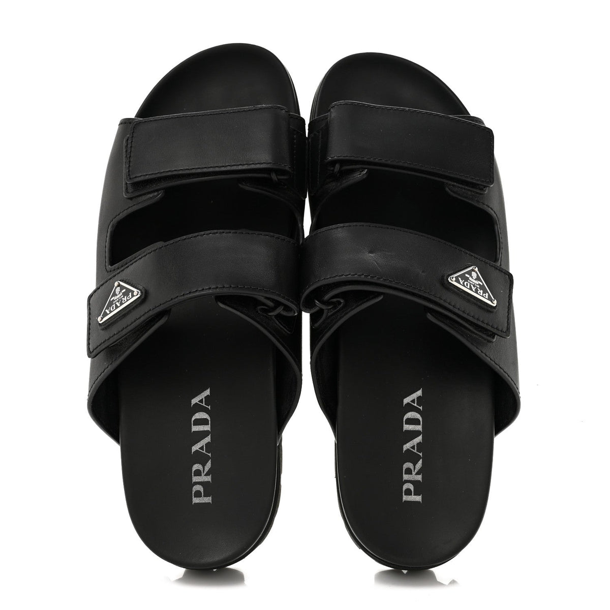 Vitello Sport Triangle Logo Mens Strap Sandals 11 Black