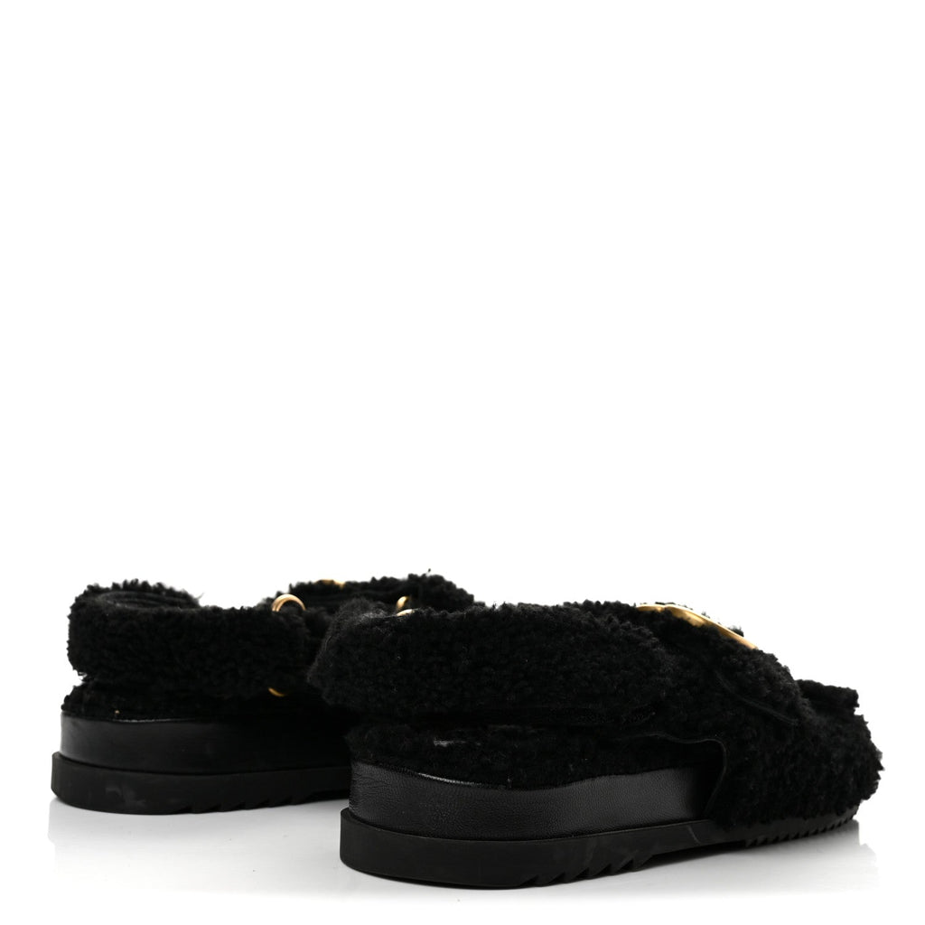 Shearling Double G Womens Dad Sandals 36.5 Black