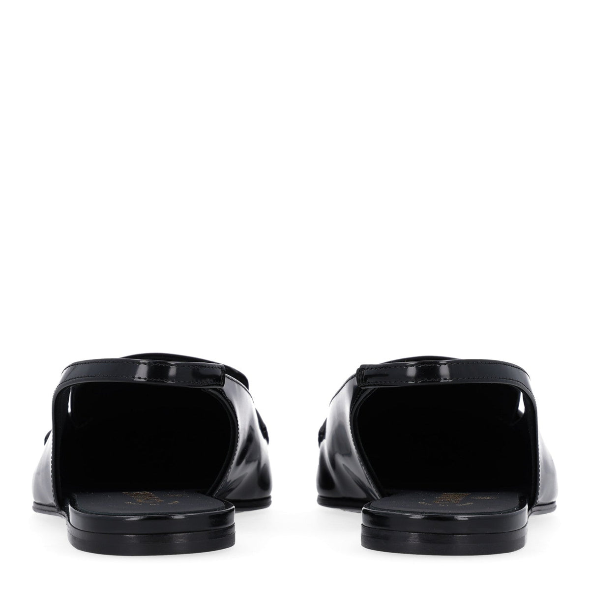 Shiny Calfskin Slingback Loafers 38 Black