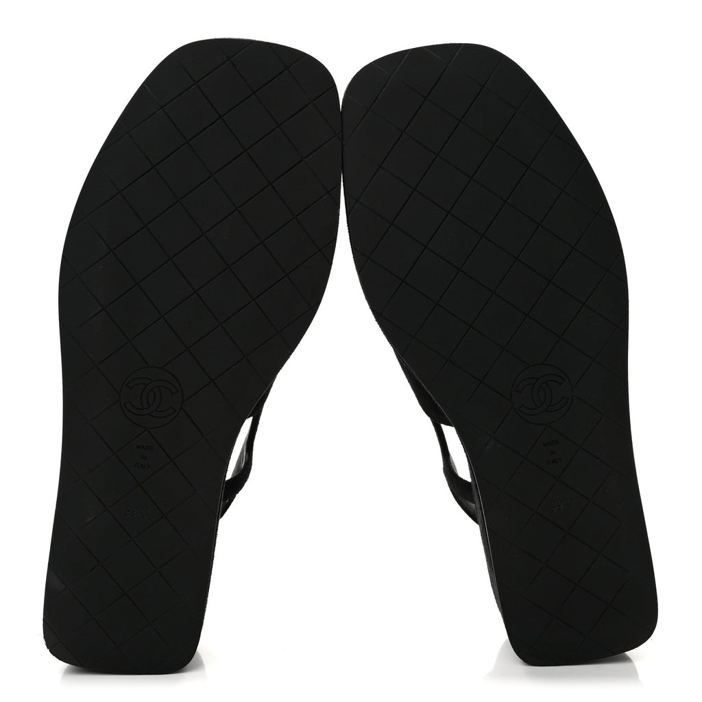 Suede Calfskin Platform CC Sandals 39 Black