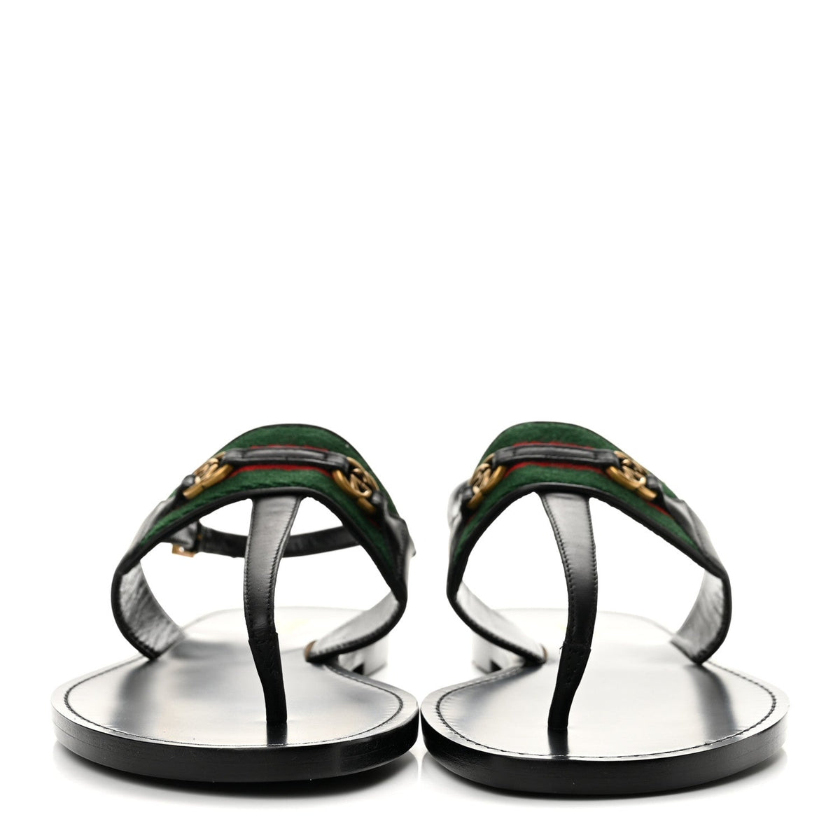 Jakarta Lifford Calfskin Web Interlocking G Thong Sandals 37.5 Black