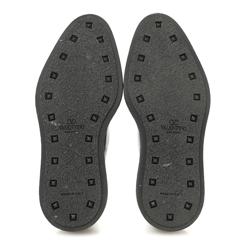 Calfskin Rockstud Womens M-Way Derby Loafers 39.5 Black