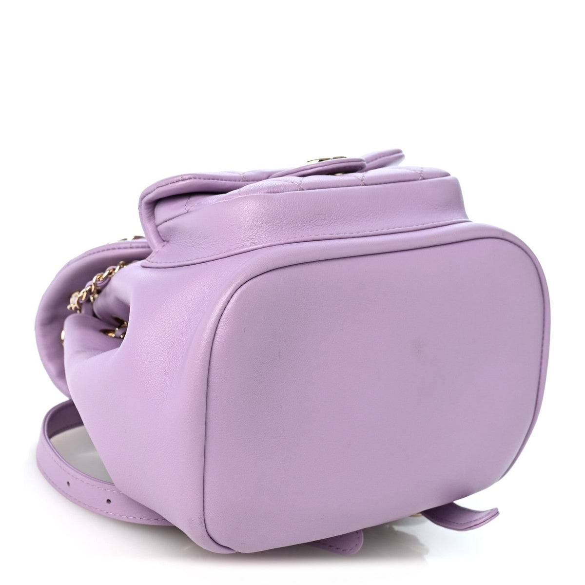 Lambskin Quilted Small Duma Drawstring Backpack Light Purple