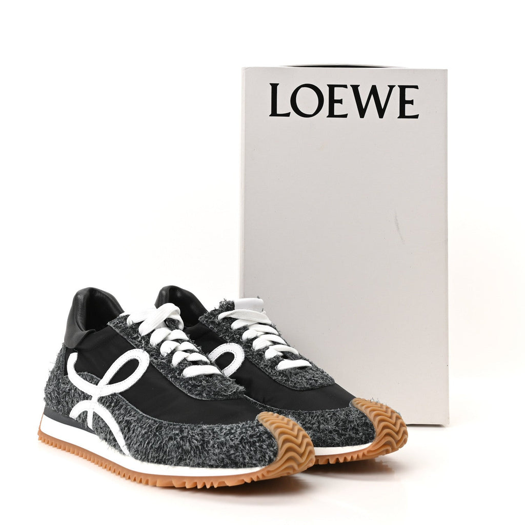 Brushed Suede Nylon Flow Runners Sneakers 40 Raw Denim