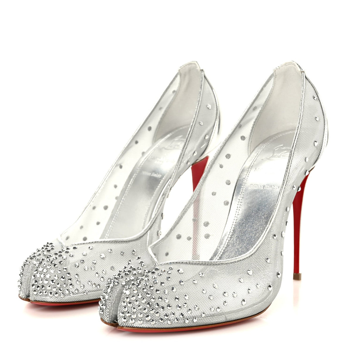 X MAISON MARGIELA Rete Glitter Specchio Bridiela Una Strass Tabi Pumps 39.5 Silver
