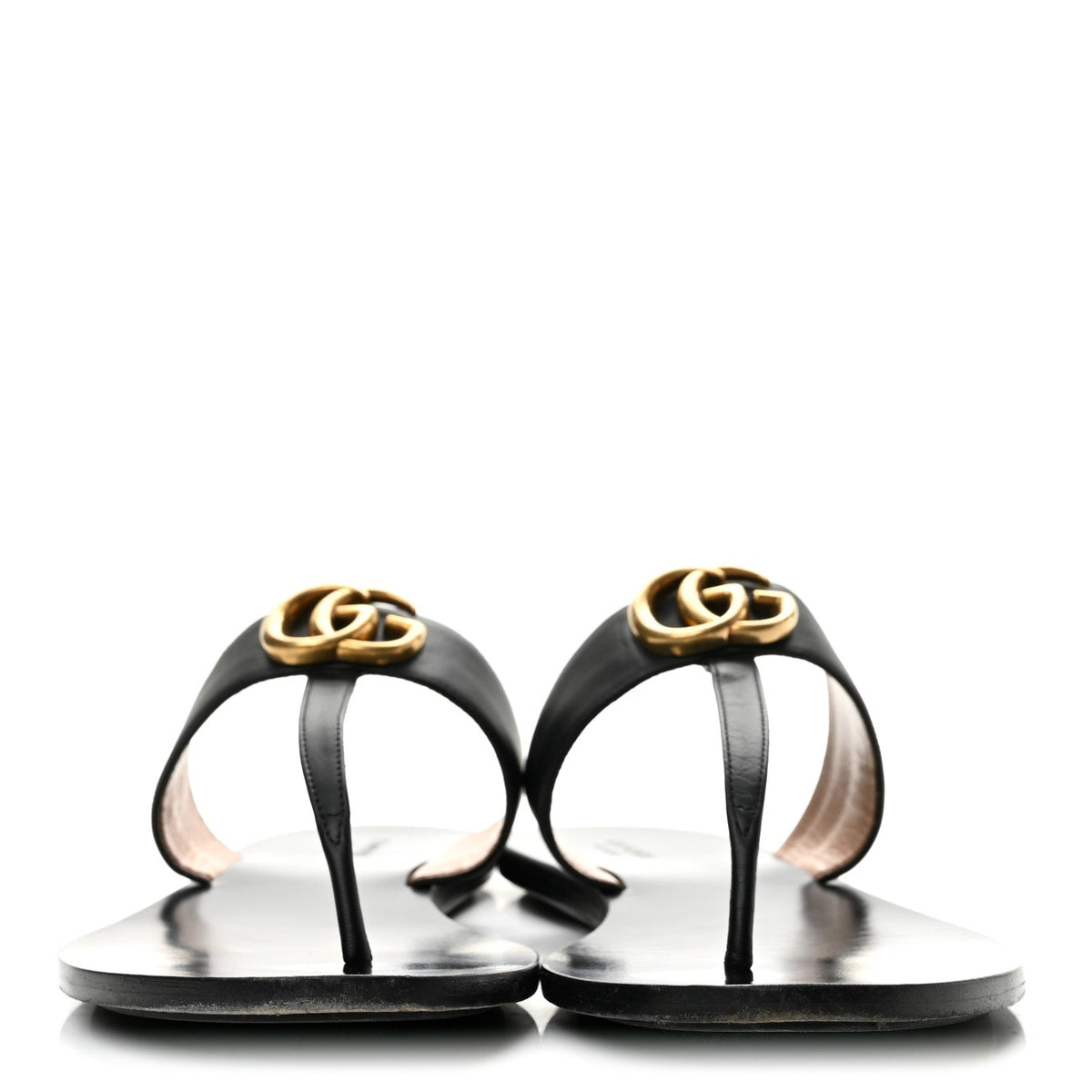 Calfskin GG Marmont Thong Sandals 40 Black