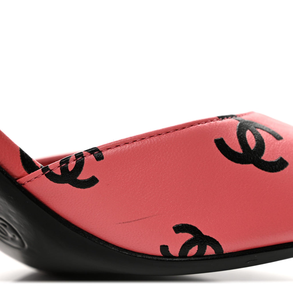 Printed Lambskin Coco Beach Sandals 37 Pink Black