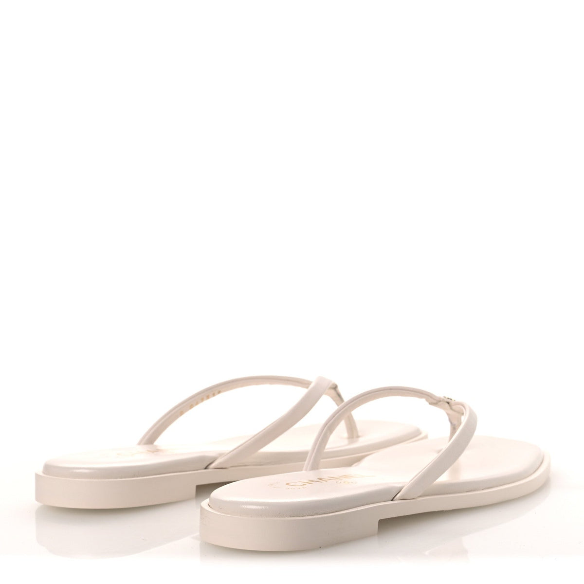 Goatskin CC Times Square Thong Sandals 37.5 White