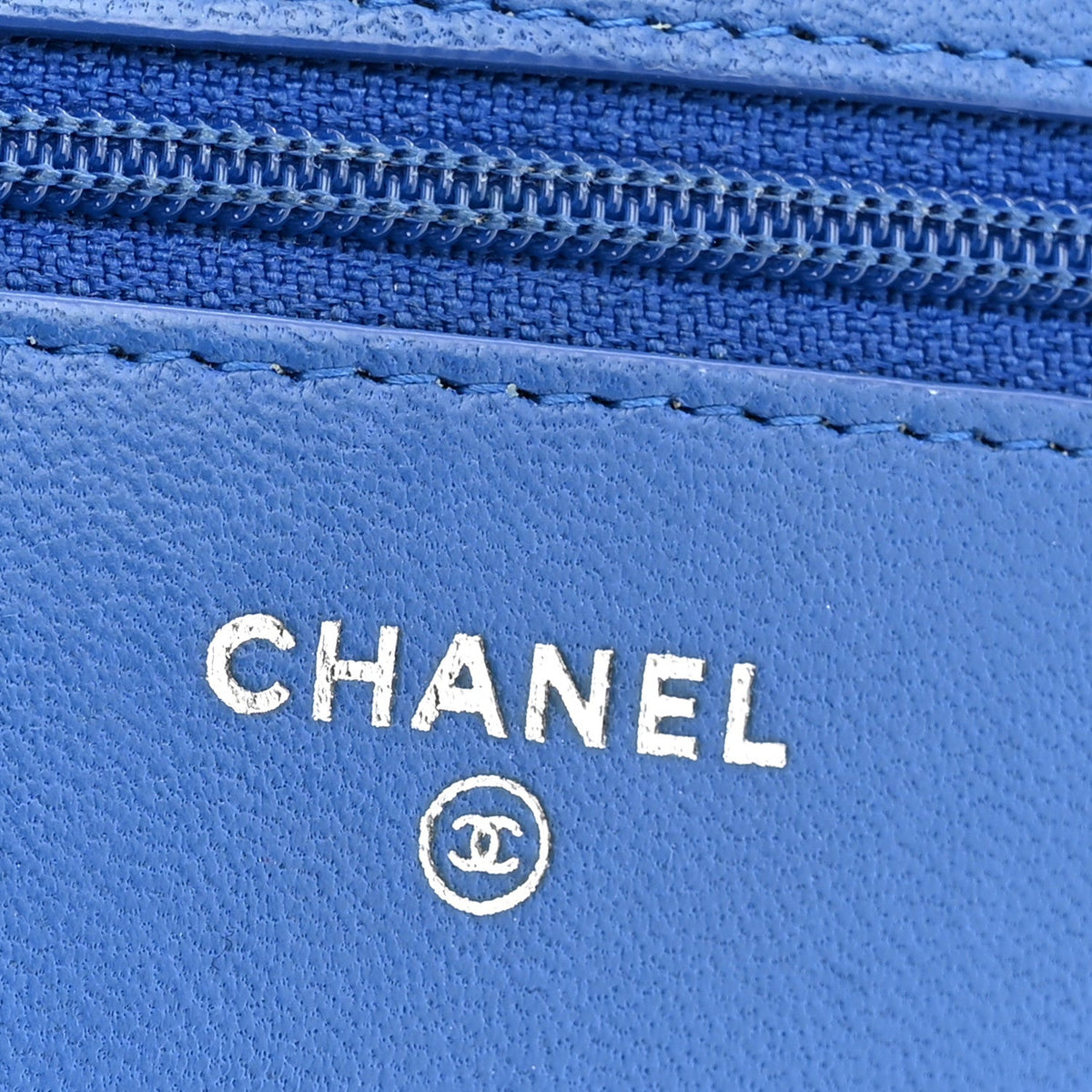 Lambskin Quilted Wallet On Chain WOC Blue
