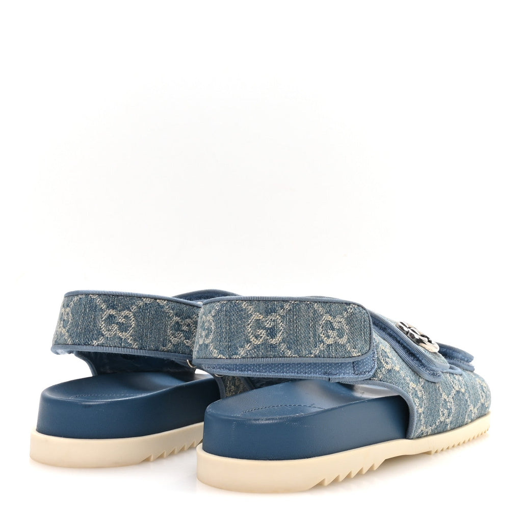 New Denim Delave GG Monogram Womens Dad Sandals 36 Light Blue Avion