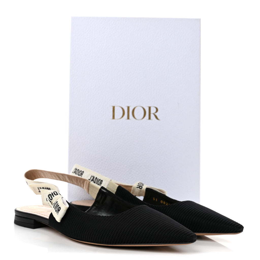 Technical Canvas Ribbon J'Adior Slingback Ballet Flats 37.5 Black