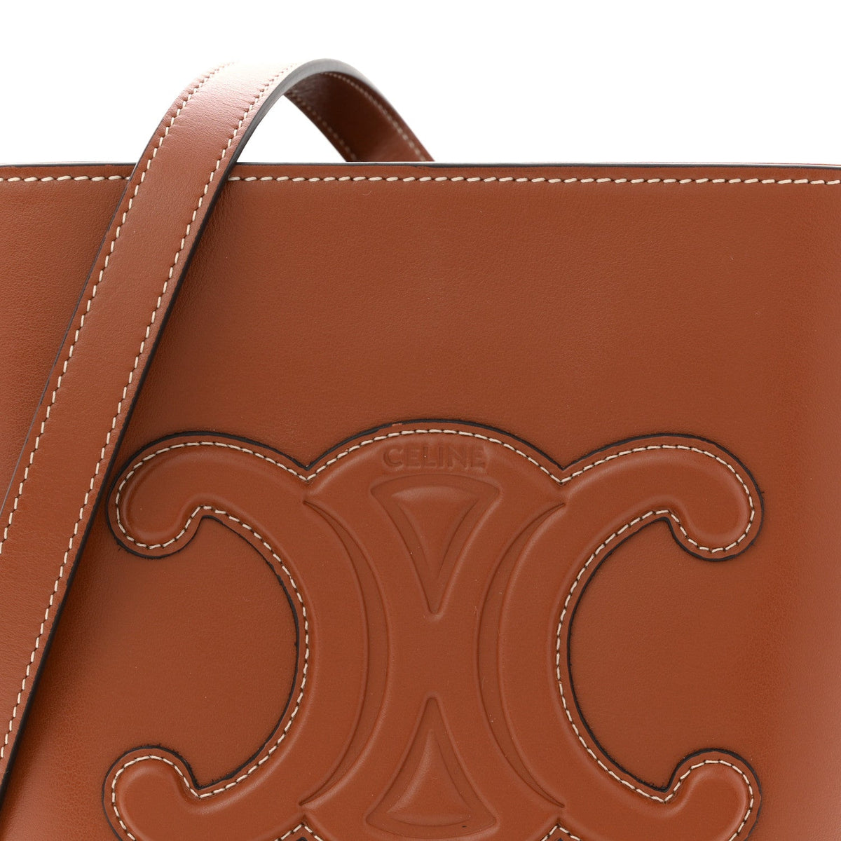 Smooth Calfskin Small Cuir Triomphe Bucket Bag Tan