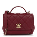 Caviar Quilted Small Business Affinity Flap Burgundy