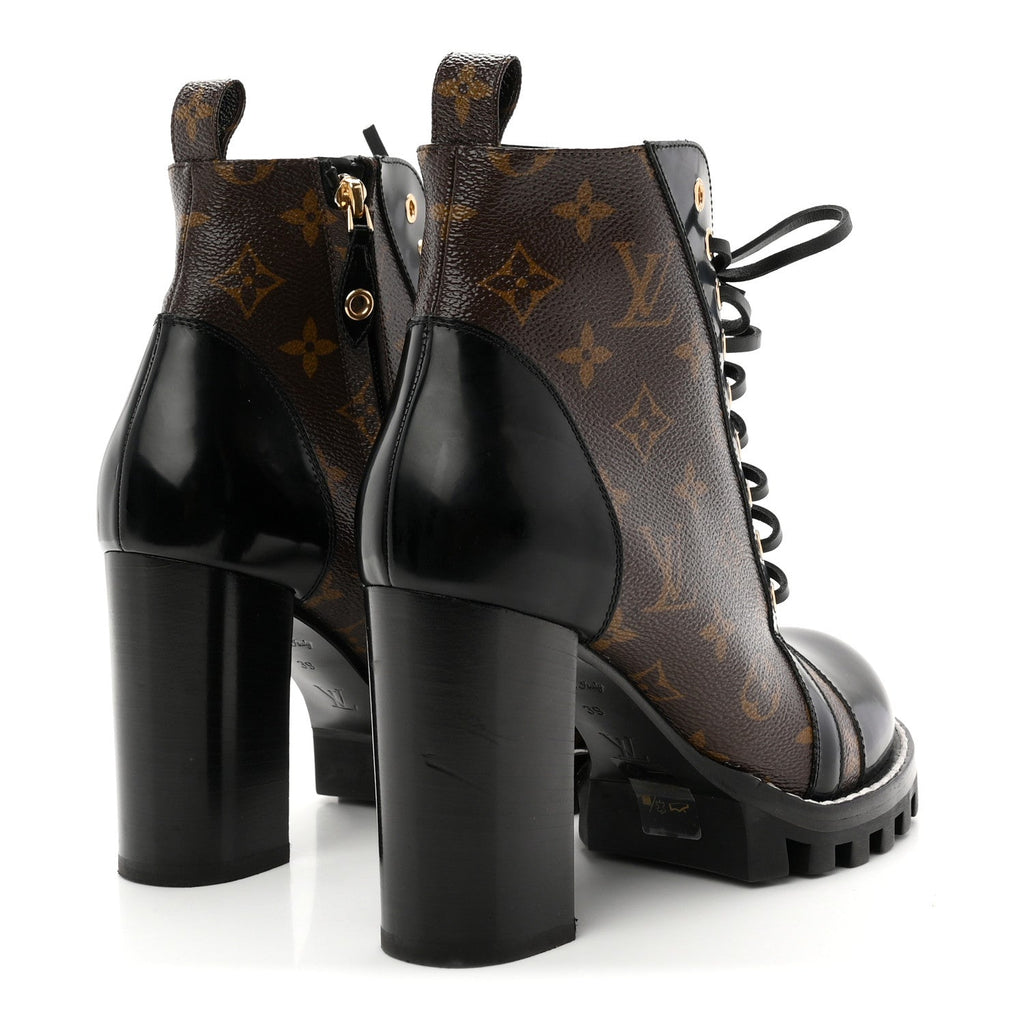 Patent Calfskin Monogram Star Trail Ankle Boots 39 Black