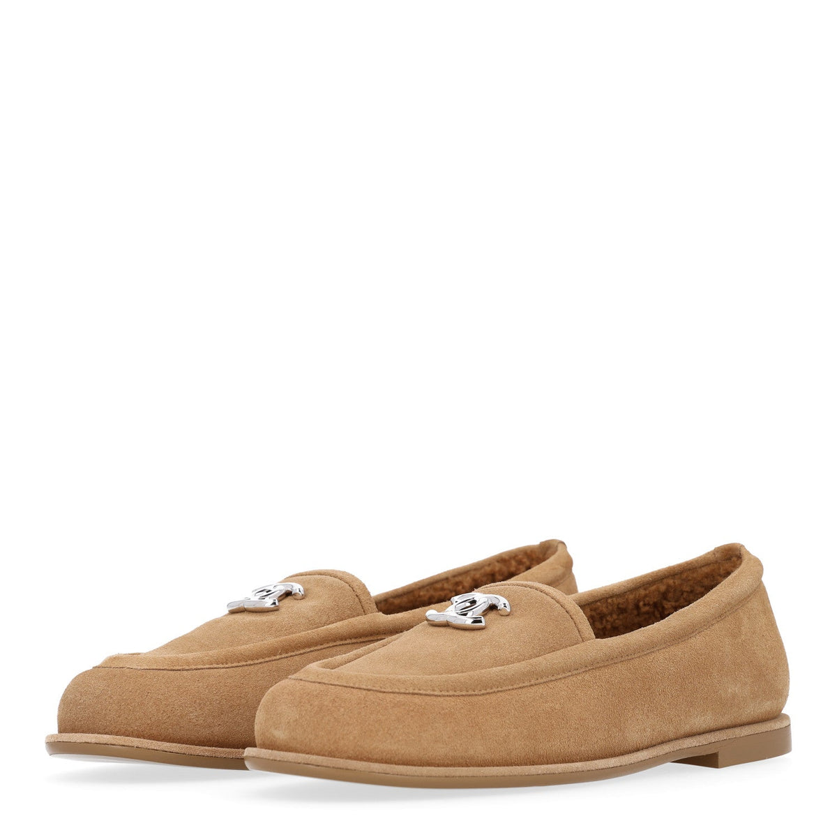 Suede Calfskin CC Loafers 38.5 Dark Beige