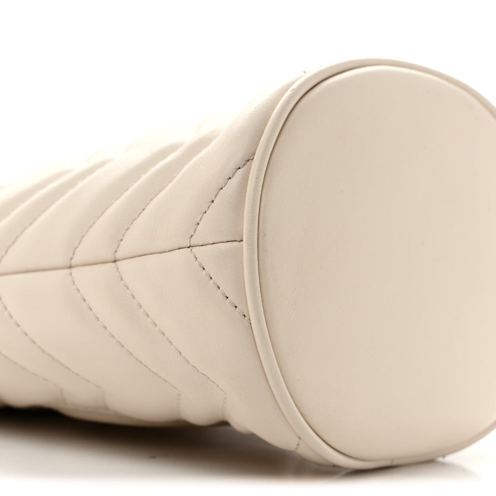 Calfskin Matelasse Mini GG Marmont 2.0 Bucket Bag White
