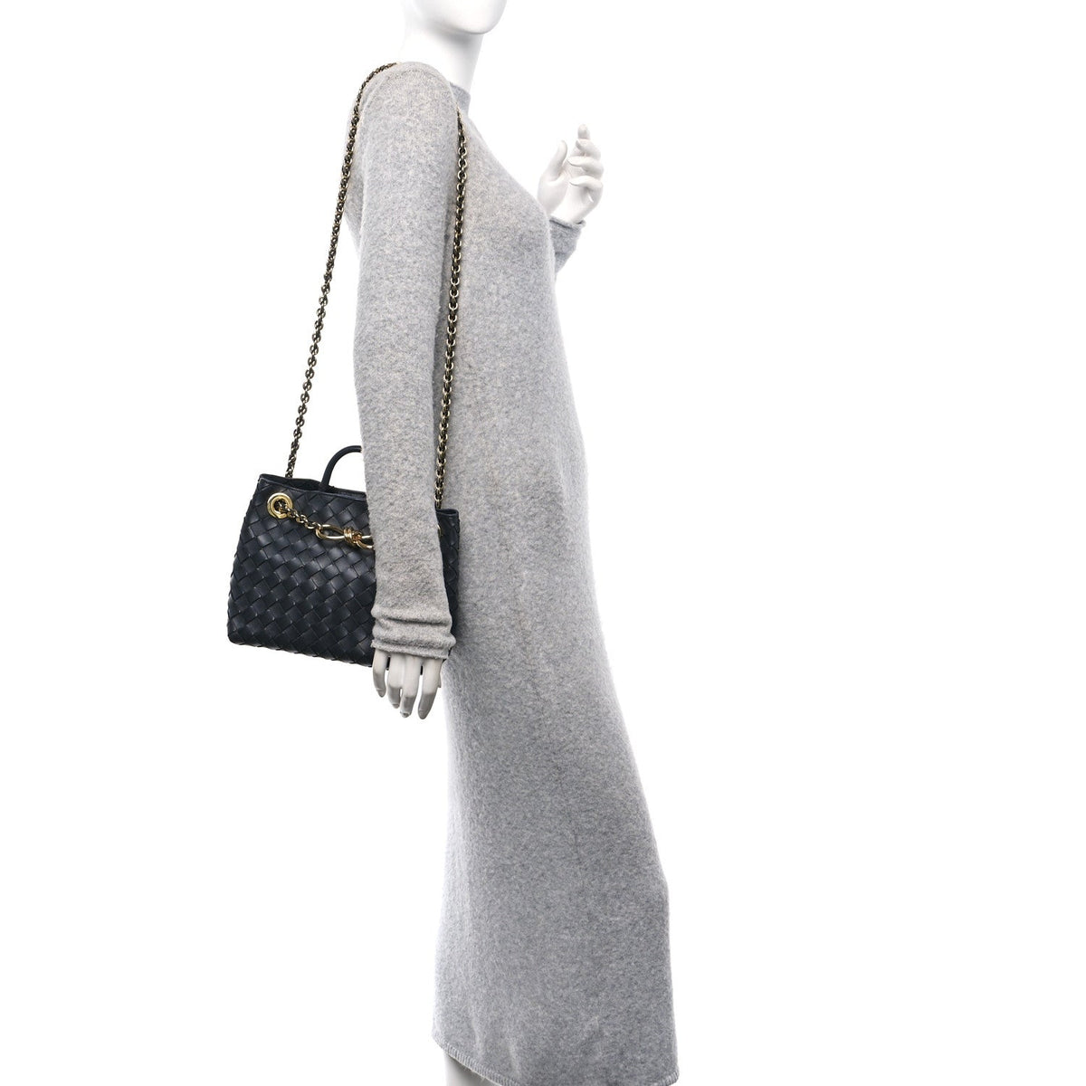 Nappa Intrecciato Small Andiamo With Chain Shoulder Bag Nocturnal