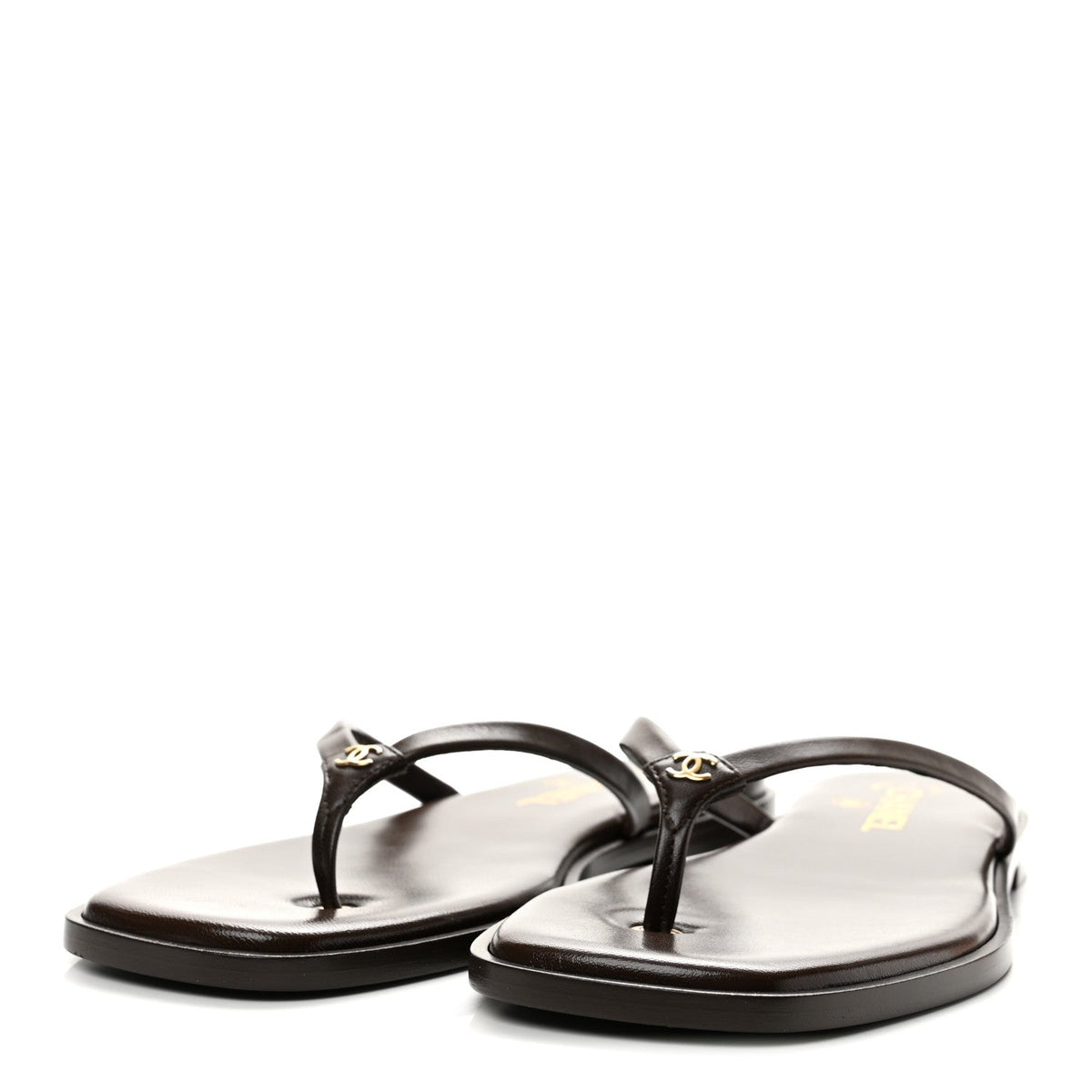 Goatskin CC Times Square Thong Sandals 38.5 Brown