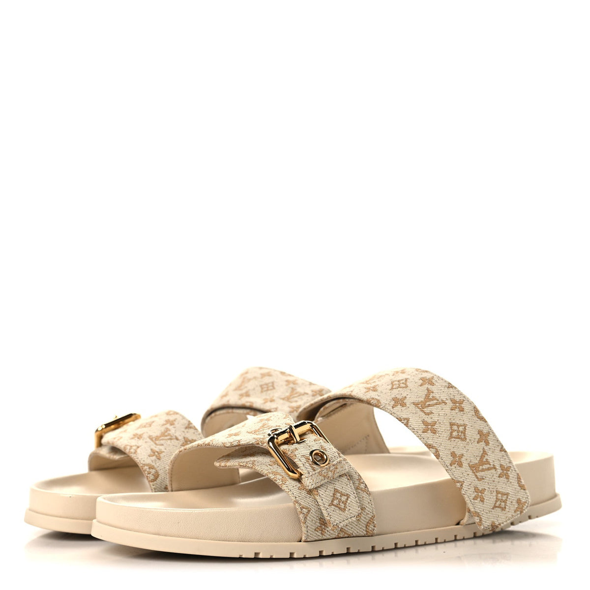 Monogram Lurex Bom Dia Flat Comfort Mules 40 Beige