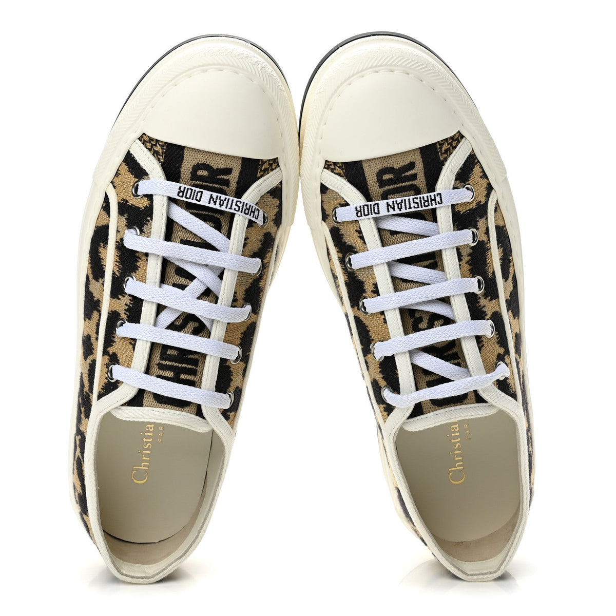 Cotton Mizza Embroidered Walk'N'Dior Low Top Sneakers 39 Beige