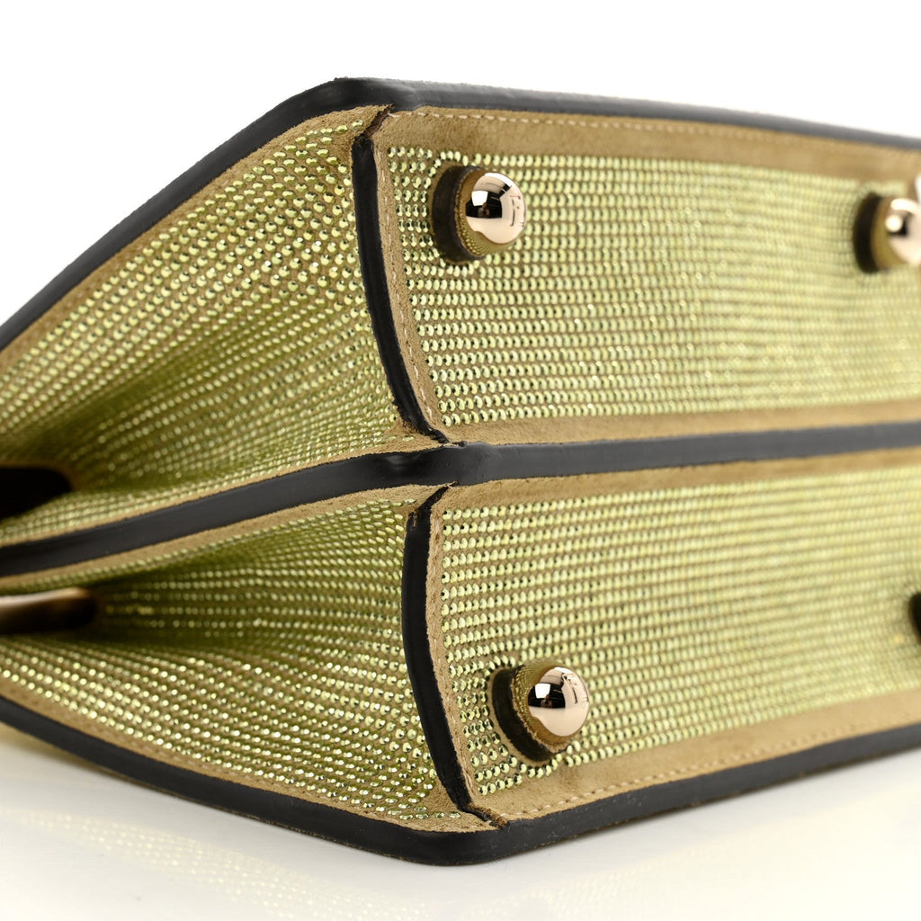 Crystal Vitello Laminato FF Petite Peekaboo I SEE U Satchel Crystal Platinum Light Gold