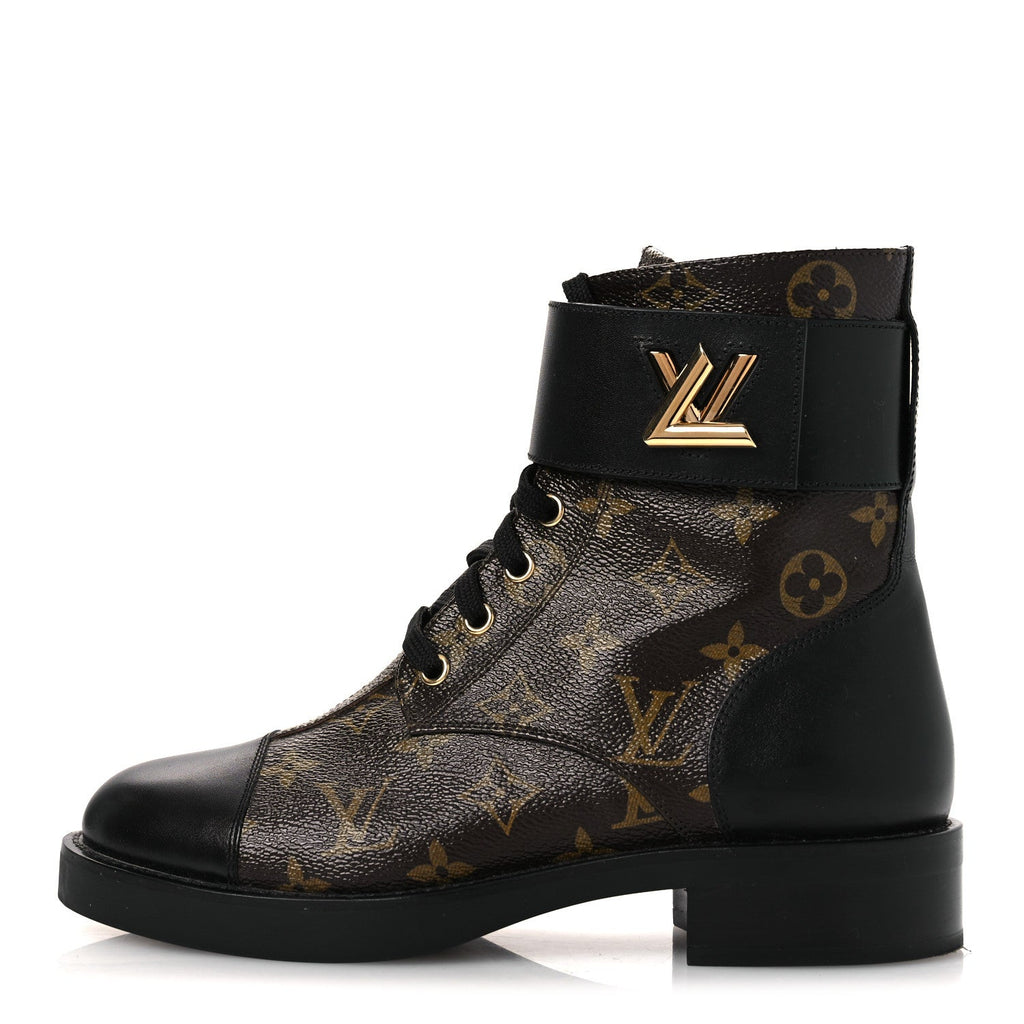 Calfskin Monogram Wonderland Flat Ranger Boots 37.5 Black