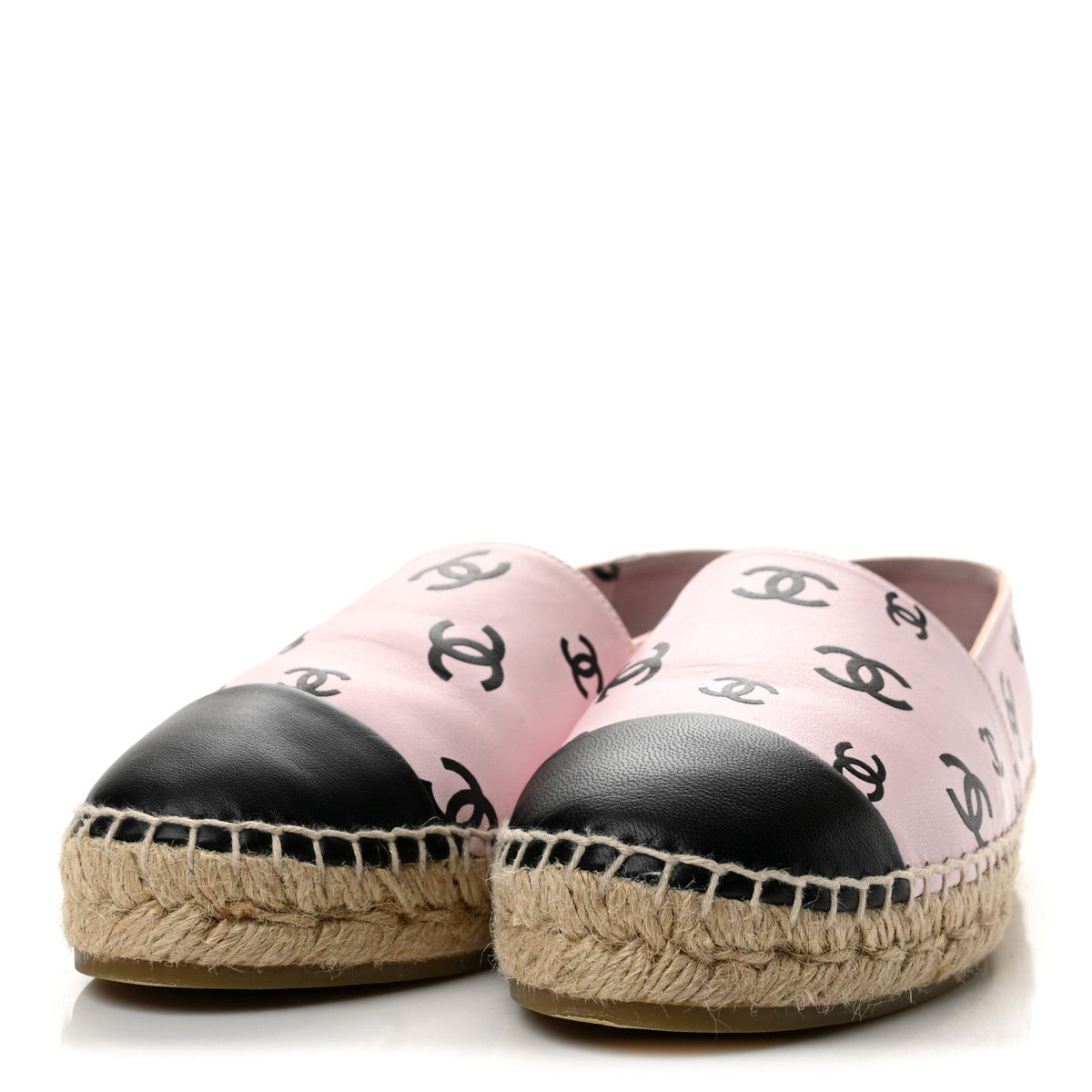 Lambskin Printed Coco Beach Espadrilles 40 Light Pink Black