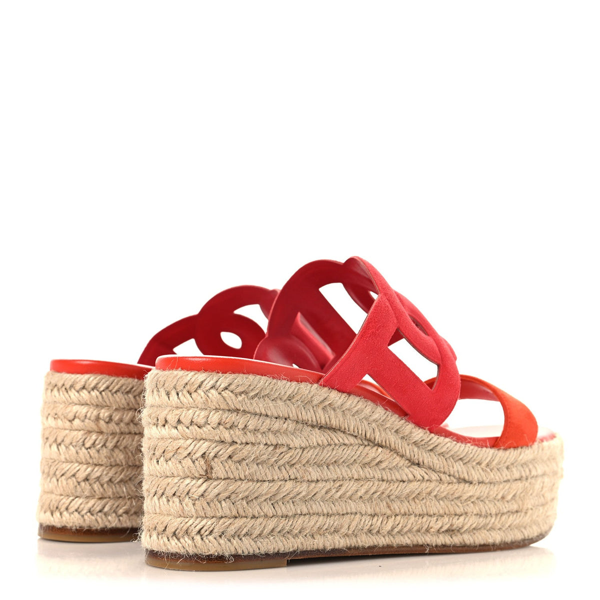 Suede Goatskin Ithea 30 Espadrille Wedge Sandals 39 Rouge Cinetique Orange Capucine