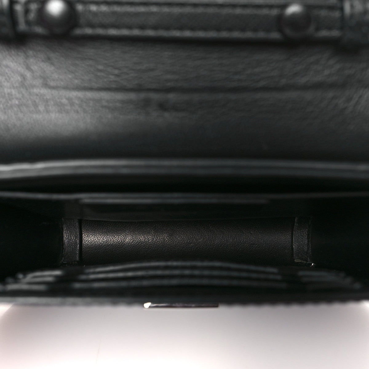Calfskin Bow Cut Chain Wallet Black