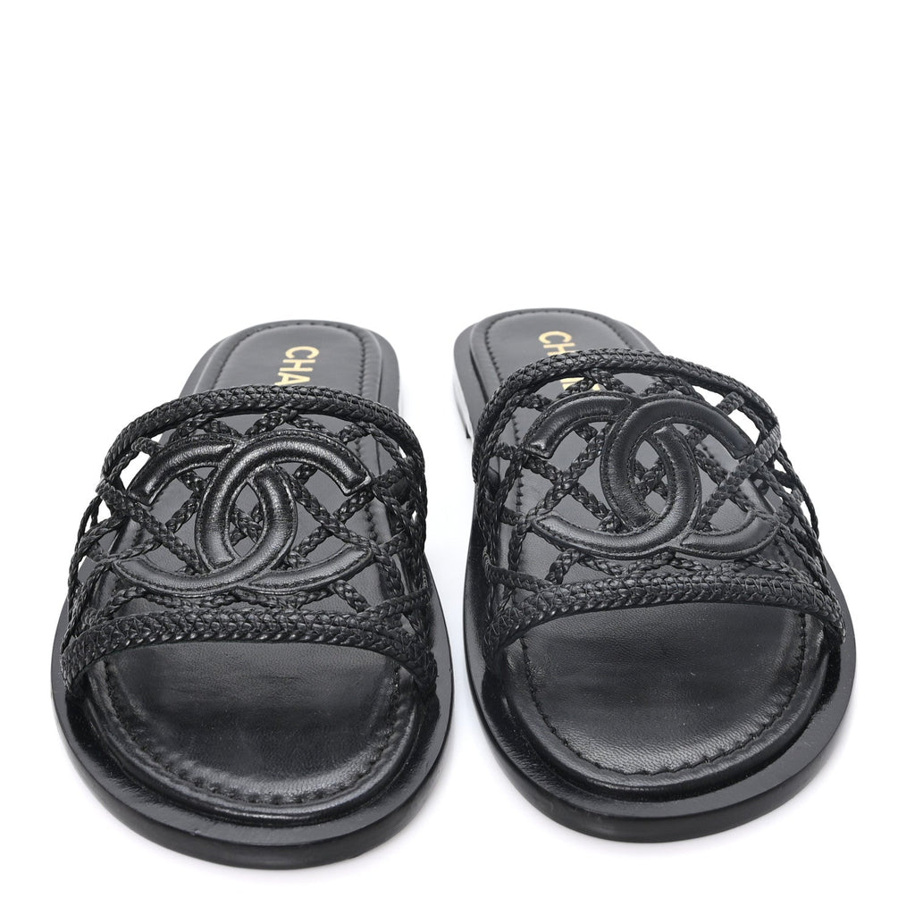 Lambskin Braided CC Mules 40 Black