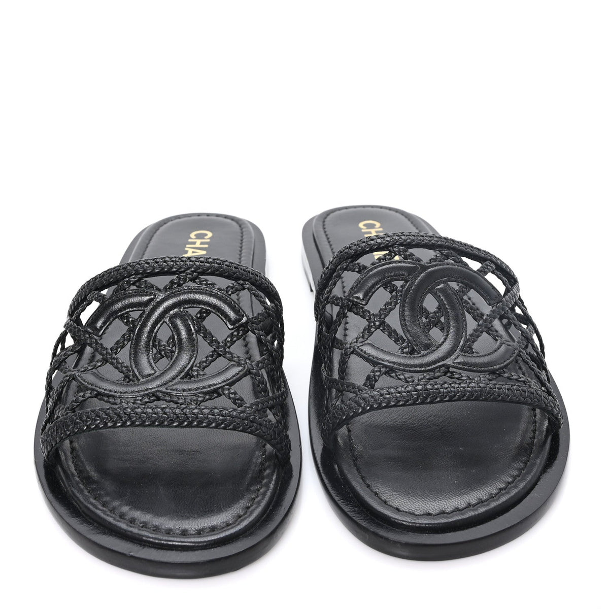 Lambskin Braided CC Mules 40 Black