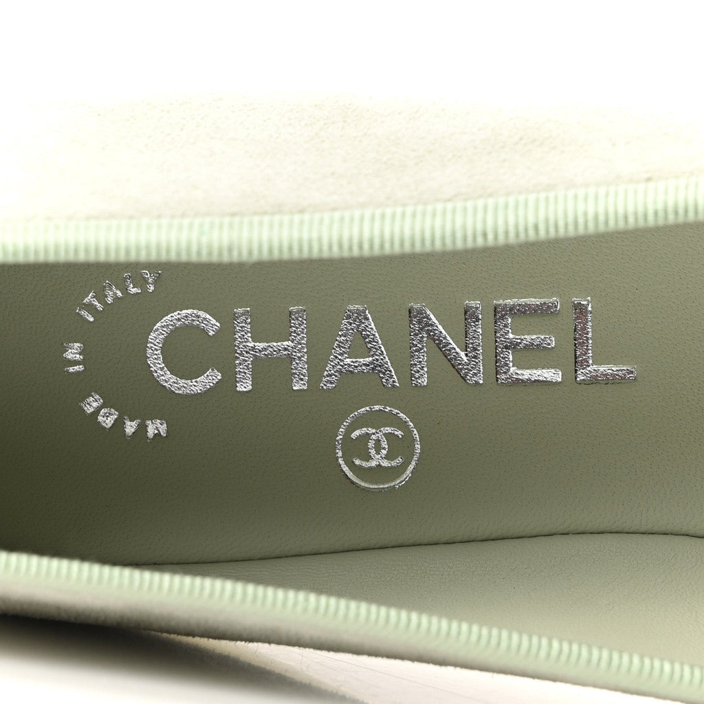 Suede Calfskin Cap Toe CC Ballerina Flats 38 Light Green