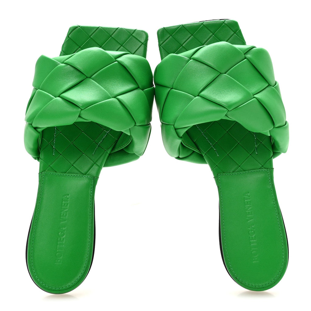 Nappa Maxi Intrecciato Lido Flat Sandals 36 Grass