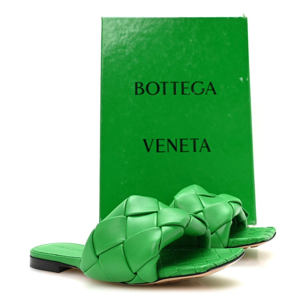 Nappa Maxi Intrecciato Lido Flat Sandals 36 Grass