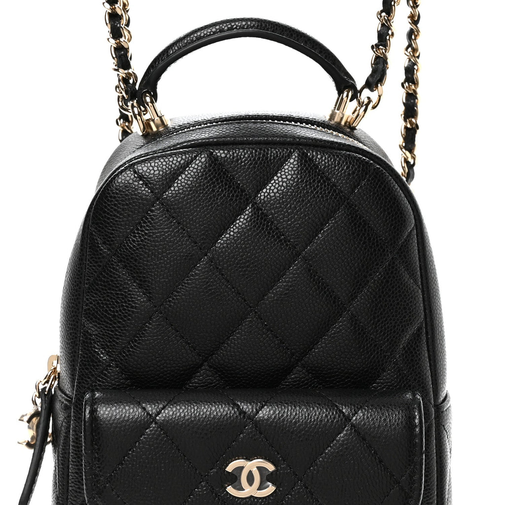 Caviar Quilted CC Mini Classic Backpack Black