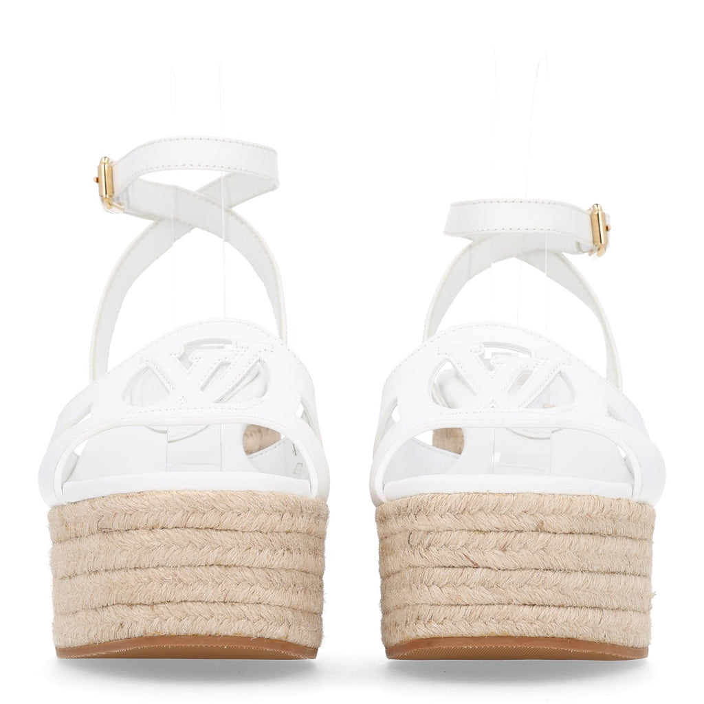 Calfskin LV Isola Espadrille Wedge Sandals 39 White