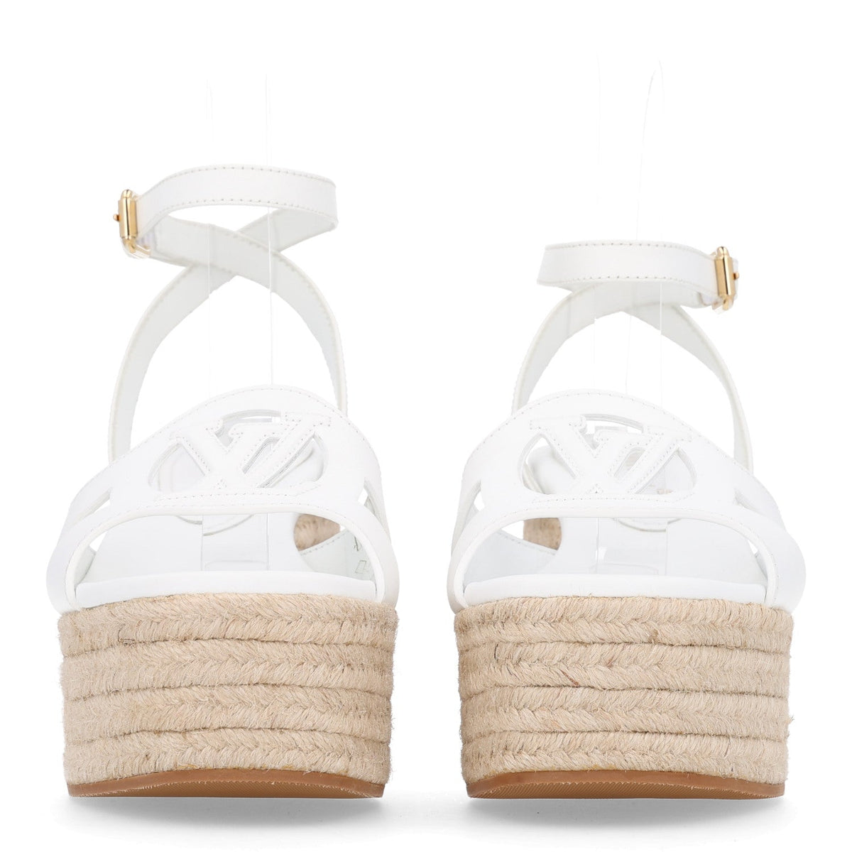 Calfskin LV Isola Espadrille Wedge Sandals 39 White