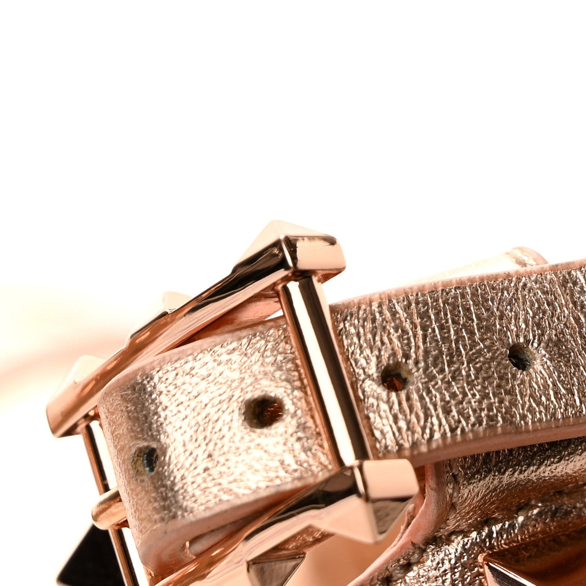 Metallic Grained Calfskin Rockstud Crisscross Ankle Strap Espadrille Wedge Sandals 40 Rame