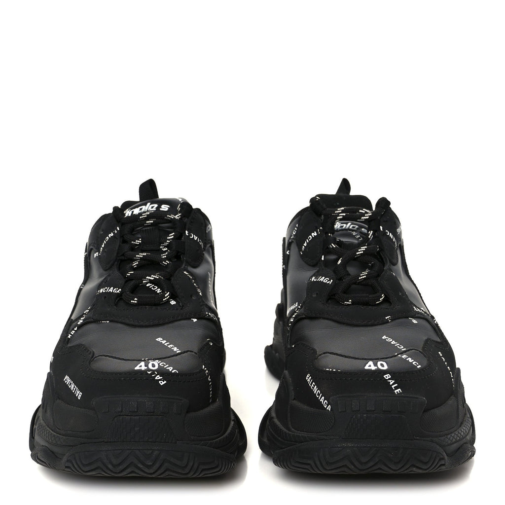 Technical Fabric Allover Logo Mens Triple S Sneakers 40 Black White