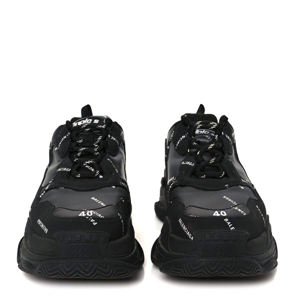 Technical Fabric Allover Logo Mens Triple S Sneakers 40 Black White