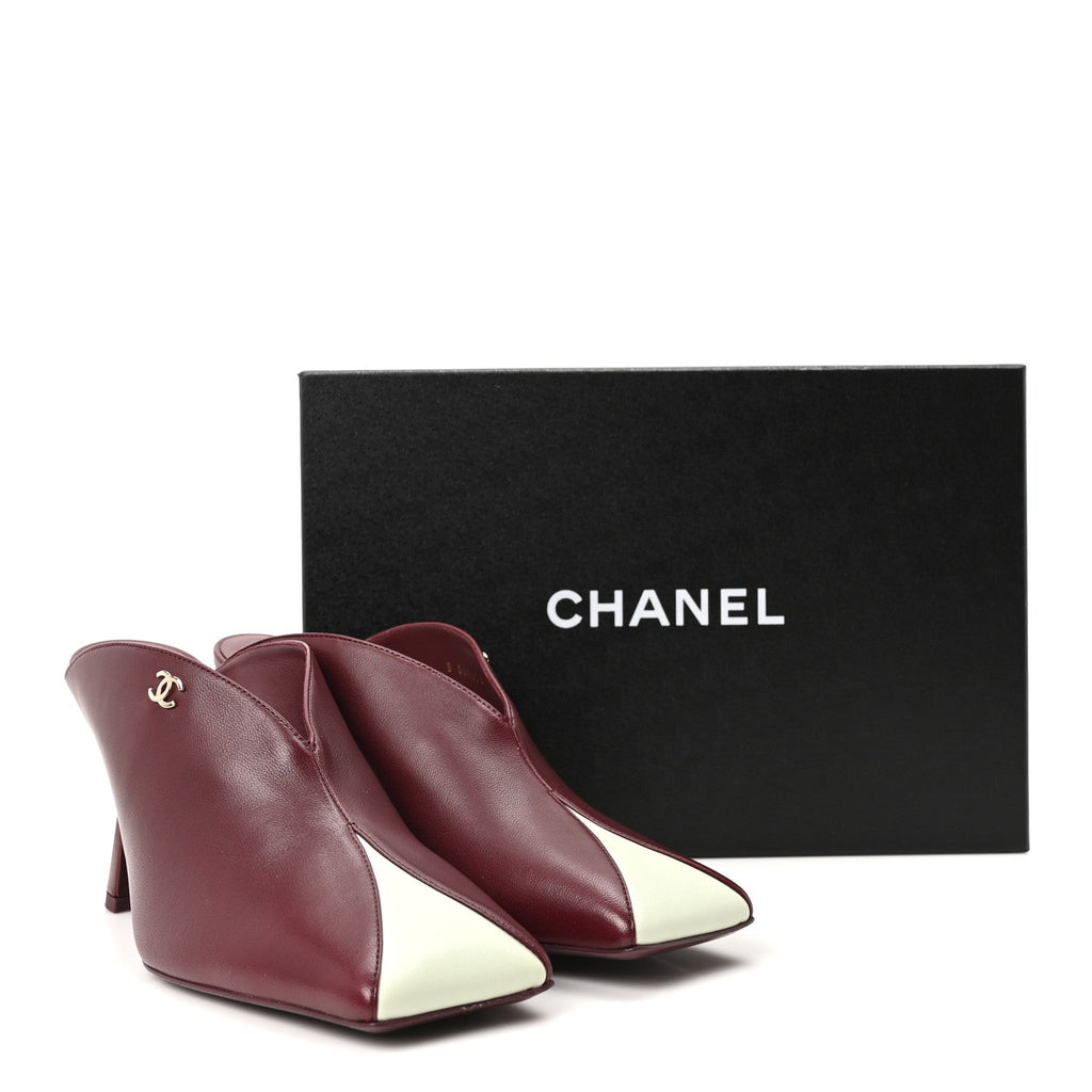 Lambskin Mules 40 Dark Burgundy Light Green
