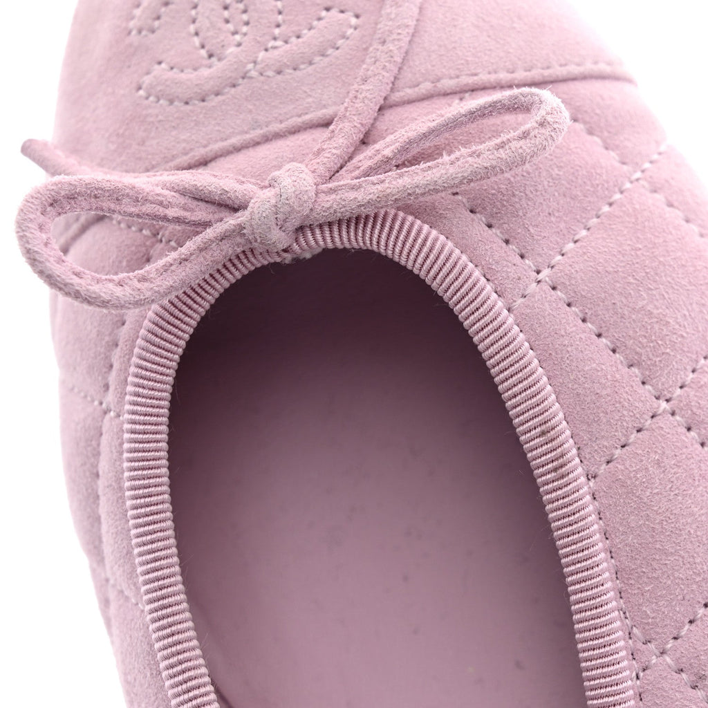 Suede Quilted Cap Toe CC Ballerina Flats 38.5 Light Pink