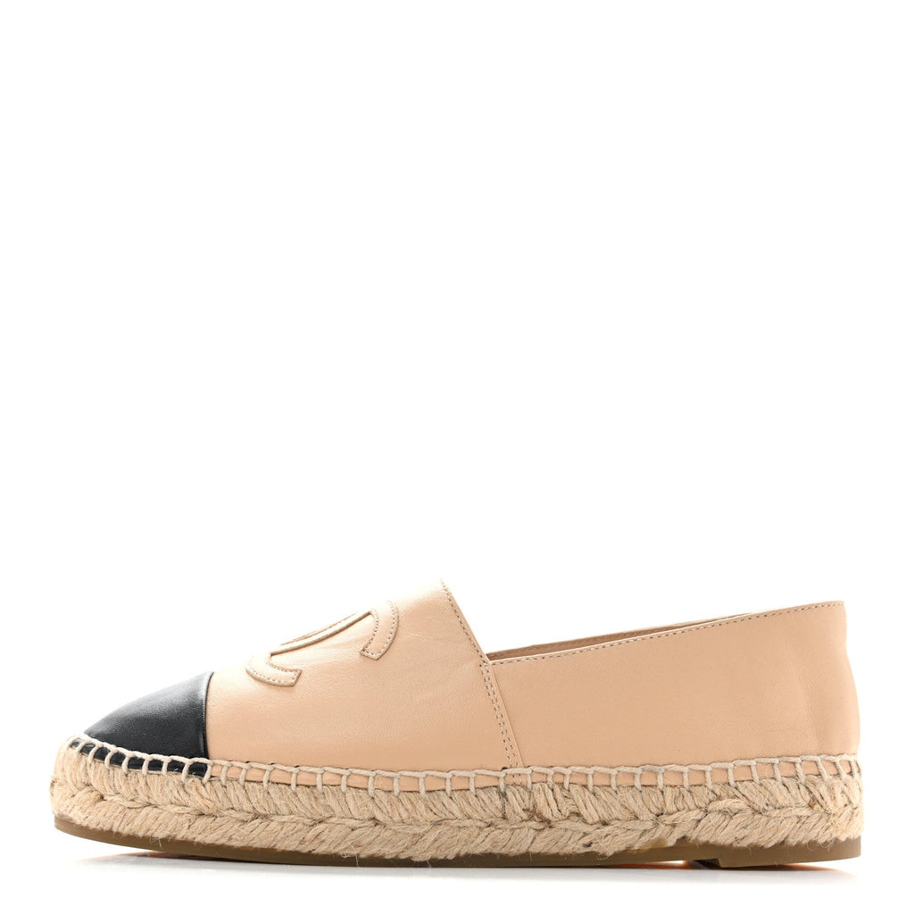 Lambskin CC Espadrilles 35 Beige Black