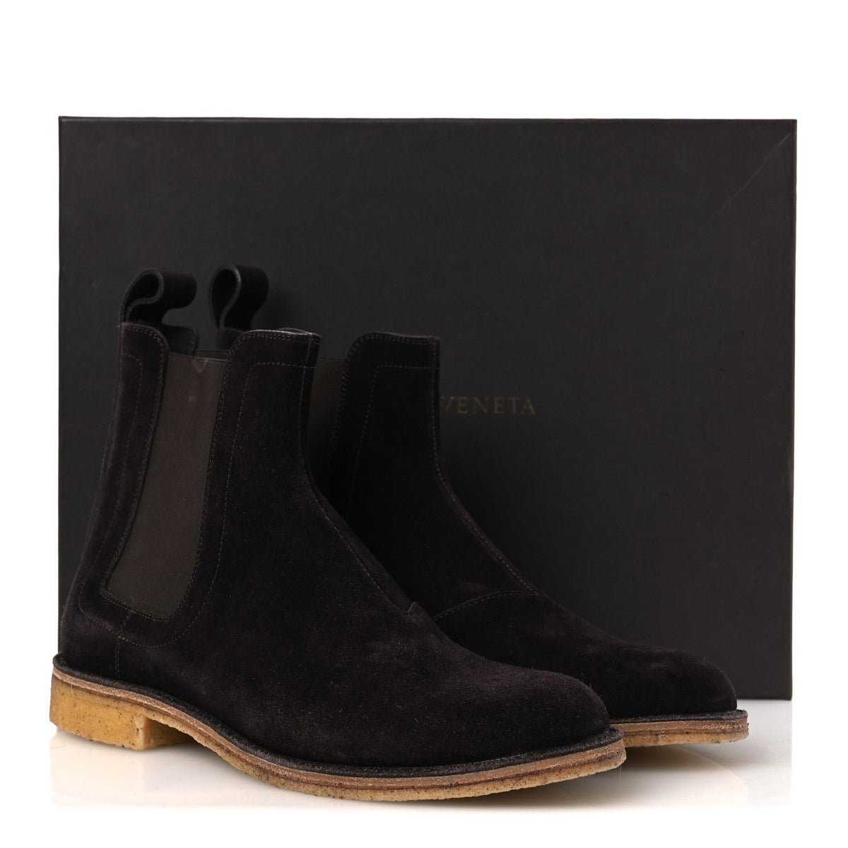 Suede Calfskin Rubber Sole Chelsea Boots 41 Espresso