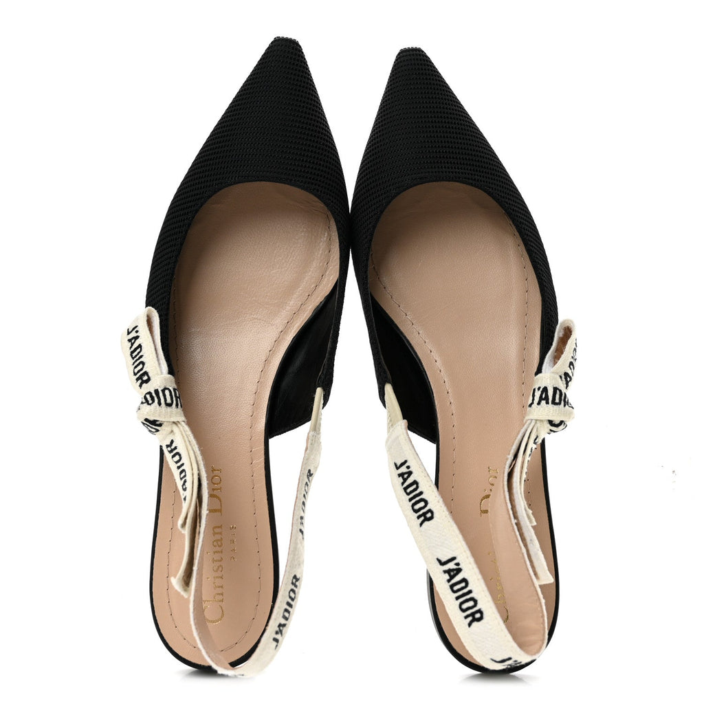 Technical Canvas Ribbon J'Adior Slingback Ballet Flats 37.5 Black