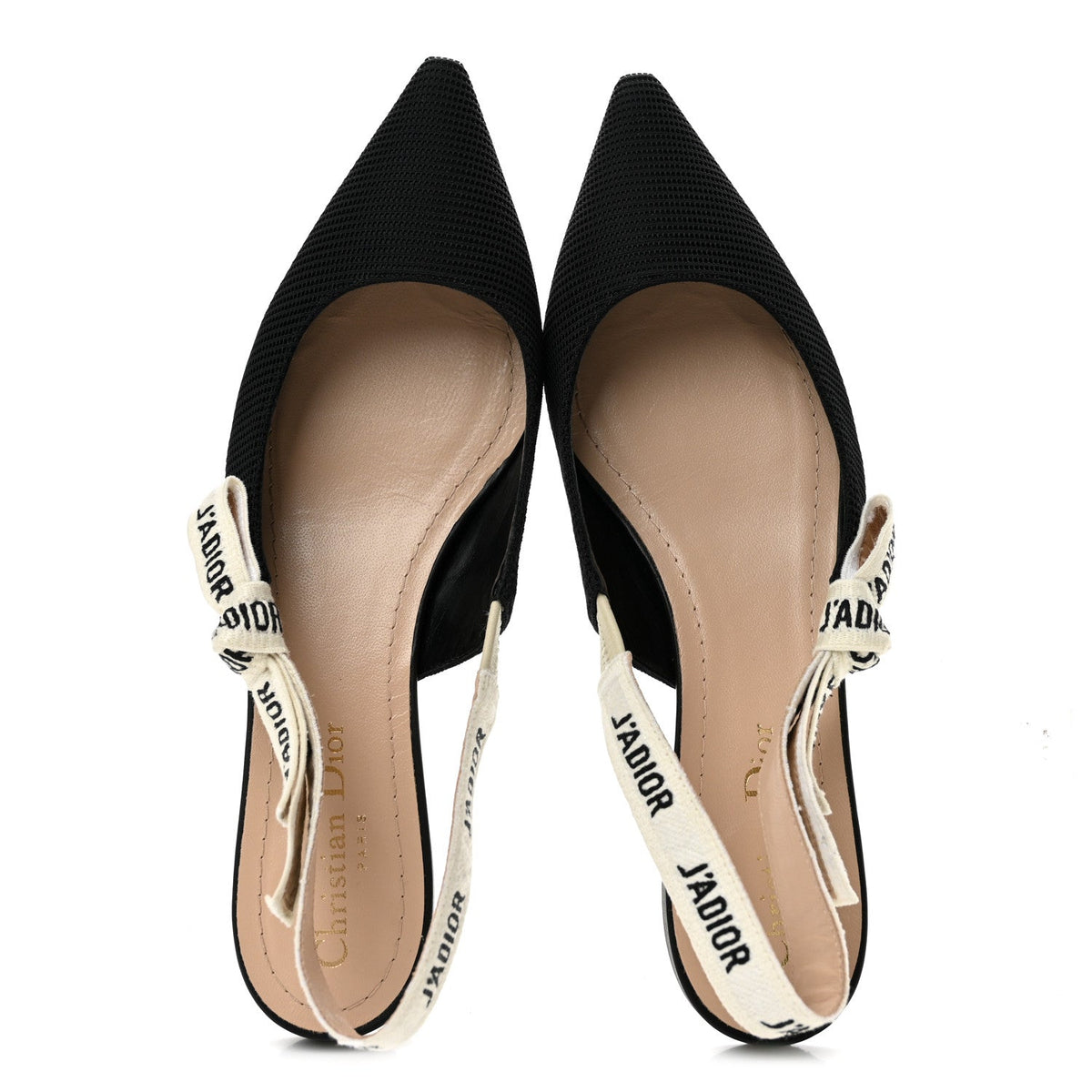Technical Canvas Ribbon J'Adior Slingback Ballet Flats 37.5 Black
