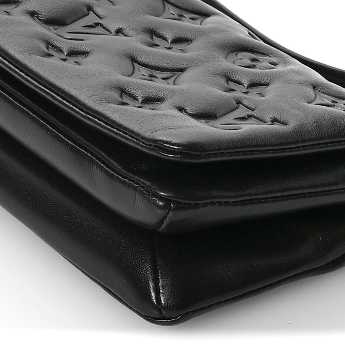 Lambskin Embossed Monogram Pochette Coussin Crossbody Black